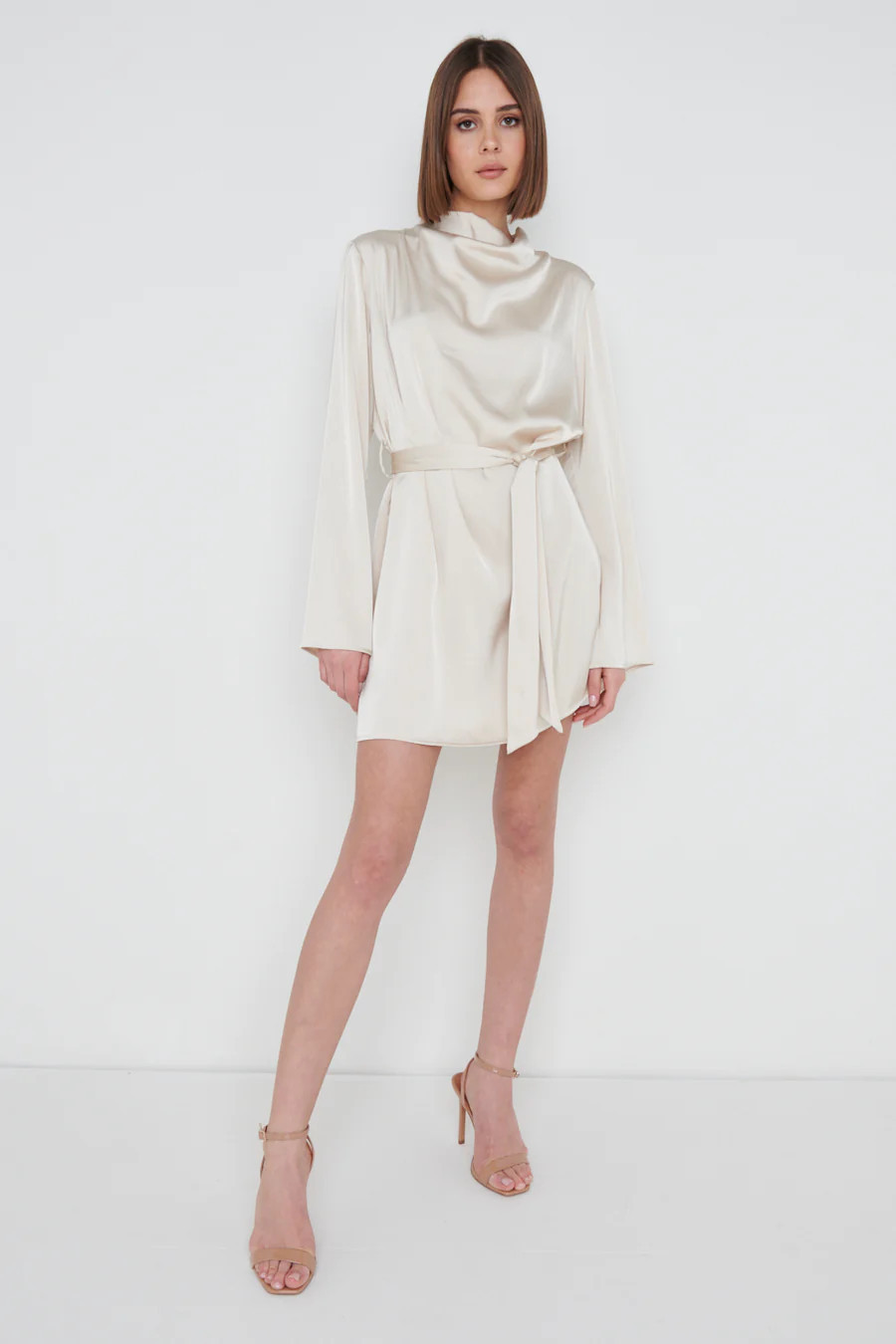 Jayda Cowl Neck Dress- Oyster | Pretty Lavish (UK)
