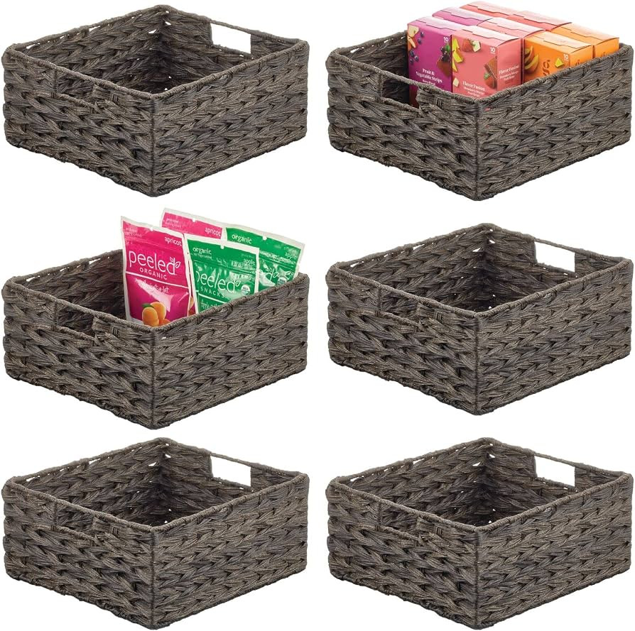 mDesign Woven Farmhouse Kitchen Pantry Food Storage Organizer Basket Box - Container Organization... | Amazon (US)