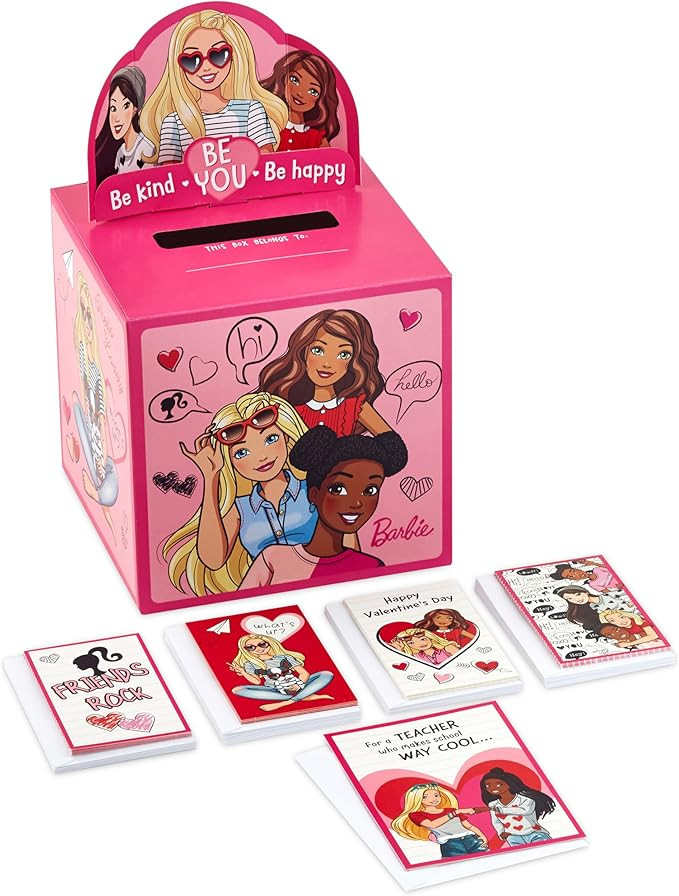 Hallmark Barbie Valentines Day Cards and Mailbox for Kids School Classroom Exchange (1 Box, 32 Va... | Amazon (US)