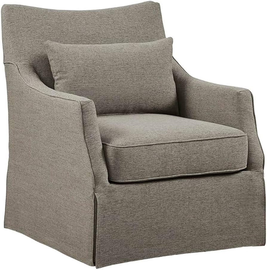 Martha Stewart London Swivel Chair - Solid Wood & Plywood, Skirted Metal Base Accent Armchair, Lu... | Amazon (US)