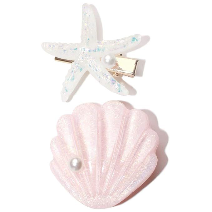 Shell Pearl Starfish Hair Clip Set for Women Girls, Acrylic Resin Alligator Hair Clips, Ladies an... | Amazon (US)