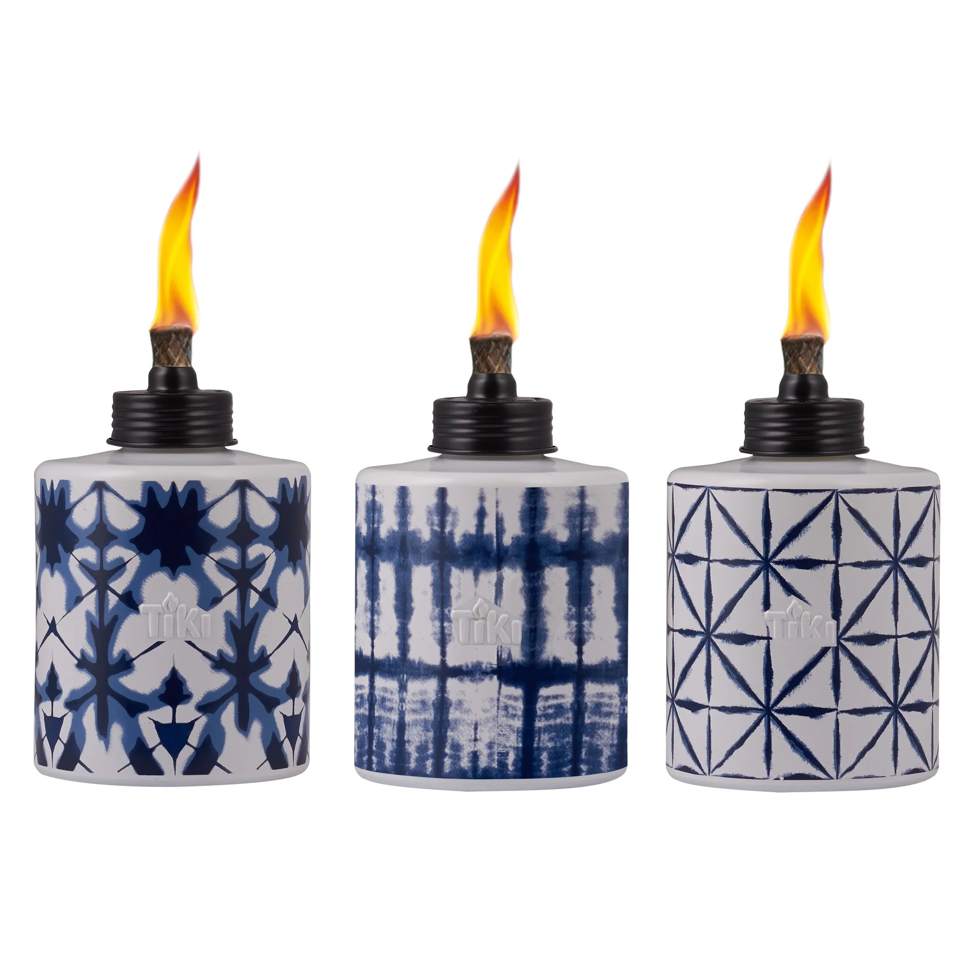 TIKI Glass Tie-Dye Tabletop Torches, 3-Pack – Decorative Outdoor Citronella Torches for Patio &... | Walmart (US)