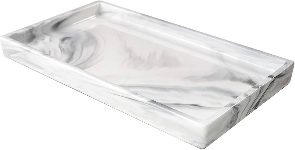 Amazon.com: Bathroom Tray,Goporcelain Marble Tray for Bathroom Counter Decor Ceramic Perfume Orga... | Amazon (US)