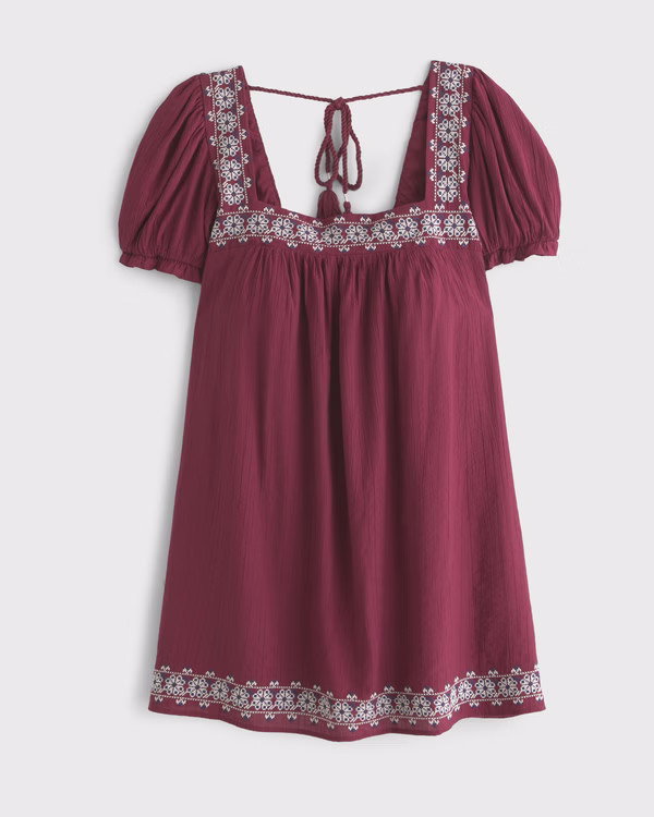 Puff Sleeve Babydoll Mini Dress | Abercrombie & Fitch (US)