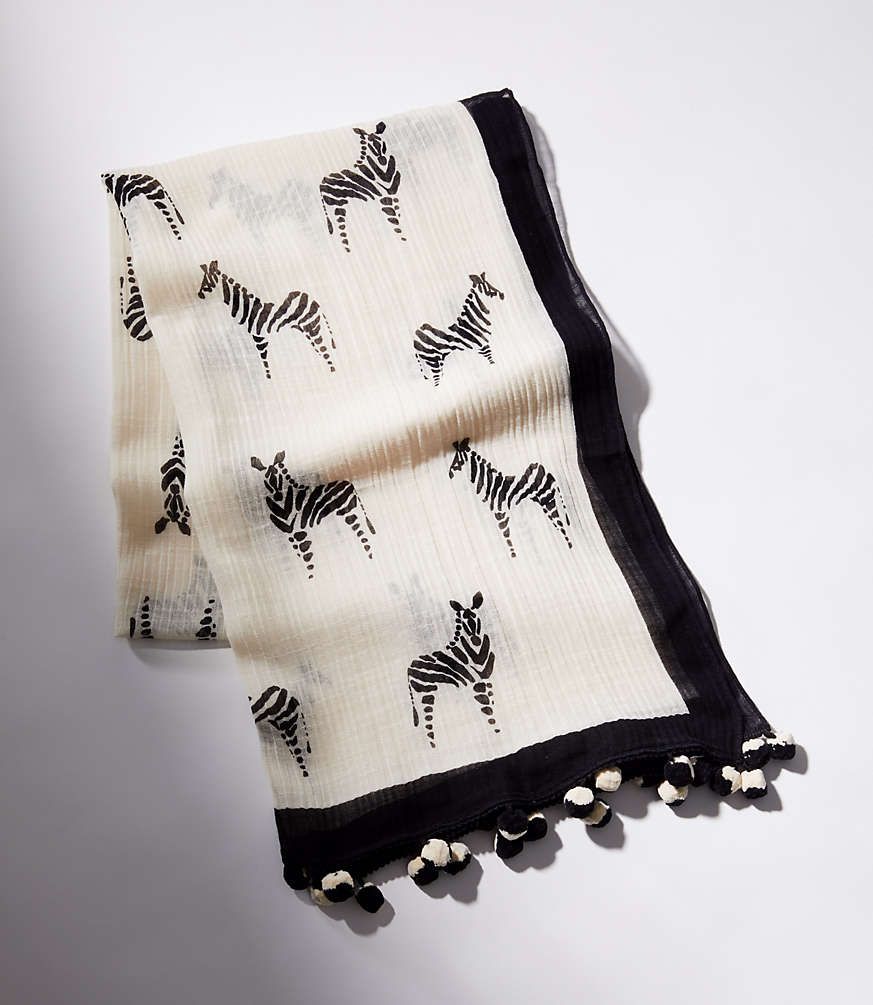 Pom Pom Zebra Scarf | LOFT