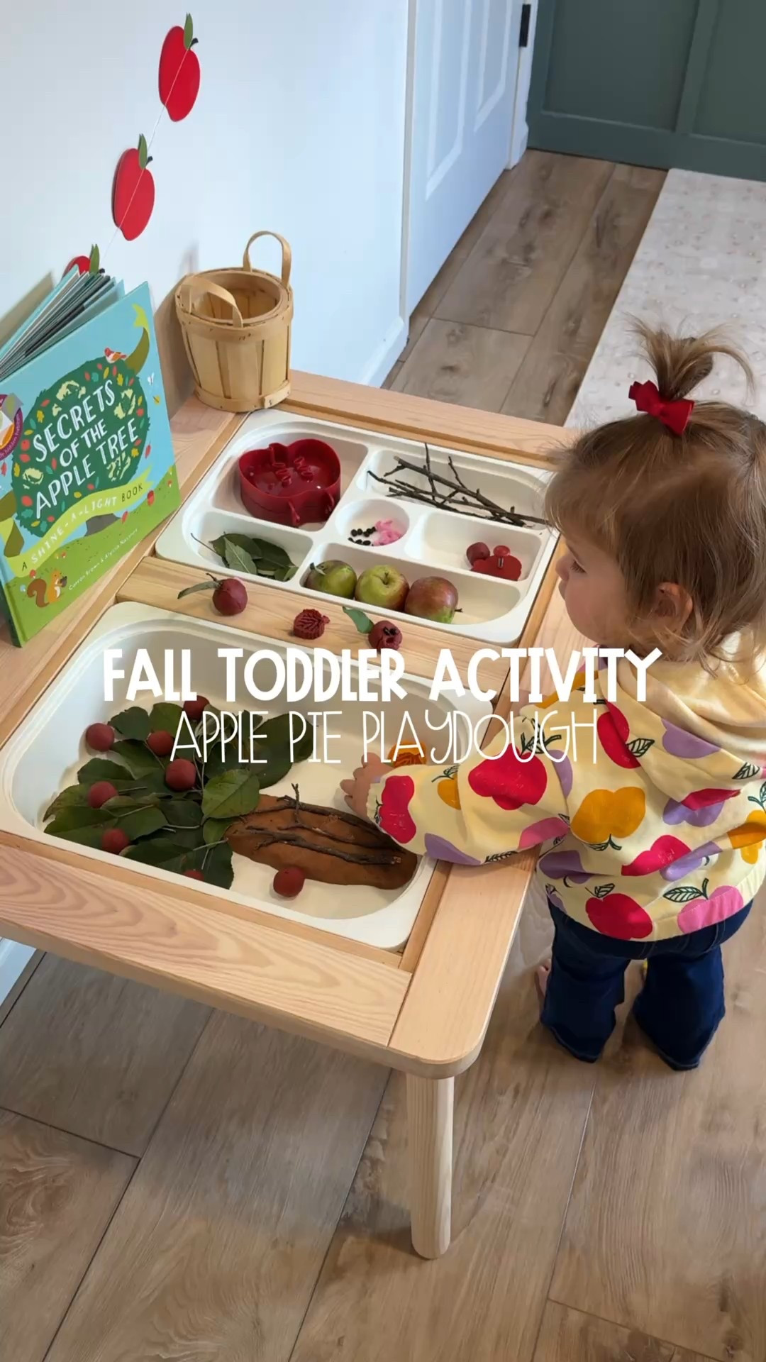 The yummiest smelling playdough we’ve ever made 🍎🥧✨ Our whole house smelled like fresh baked apple pie while my toddler played with this fall sensory setup for a solid 30 minutes (and said “apple” for the very first time 🥹).

Here’s the recipe:
	•	1 cup flour
	•	½ cup salt
	•	1 cup water
	•	2 tbsp vegetable oil
	•	2 tbsp cream of tartar
	•	2 tsp cinnamon
	•	1 tsp nutmeg
	•	Red food coloring (optional for “apples”)

I set it all up in our Ikea Flisat table with every apple-themed thing I could find—sticks + leaves from our crabapple tree, beans for seeds, pie molds + cutters, pipe cleaner “worms,” and even a little DIY playdough apple tree. We ended with apple storytime too 🍎📚

Such a simple recipe, but it turned into the sweetest fall memory 💛

#toddleractivities #falltoddleractivities #fallactivityideas #toddlerplay #playdough 

#LTKSeasonal #LTKKids #LTKFamily