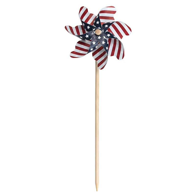 Red White & Blue Stars & Stripes Whirligig, 19" | At Home
