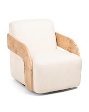 28.5x32.25 Burl Swivel Accent Chair | TJ Maxx