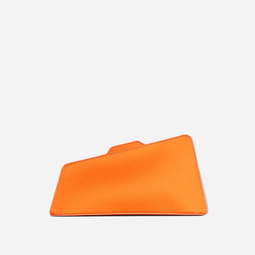 Colden Asymmetric Shaped Clutch Bag In Orange Satin | EGO Shoes (US & Canada)