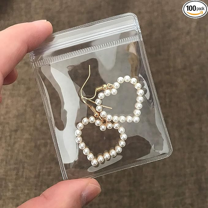 100Pcs PVC Jewelry Pouches Clear Zipper Bags Anti Oxidizing Earrings Storage Bags for Storage Jew... | Amazon (US)