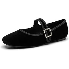 Trary Women's Ballet Flats,Square Toe Velvet Mary Jane Shoes Women,Comfortable Dress Shoes for Wo... | Amazon (US)