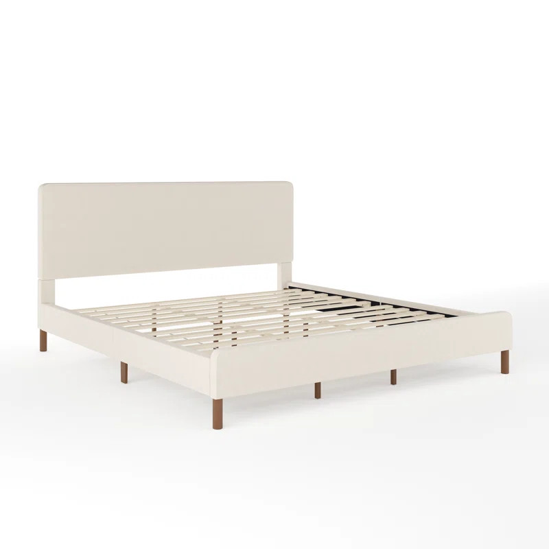 Martha Stewart Britta Upholstered Platform Bed With Piped Detail Headboard | Wayfair North America