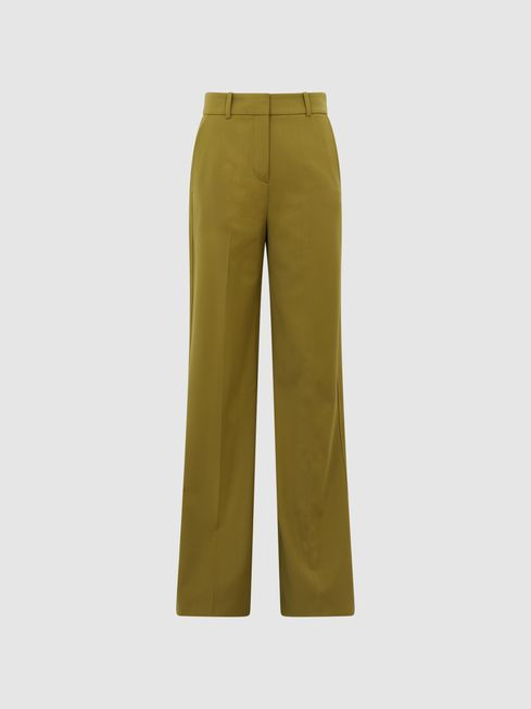 Wool Blend Wide Leg Trousers | Reiss DE