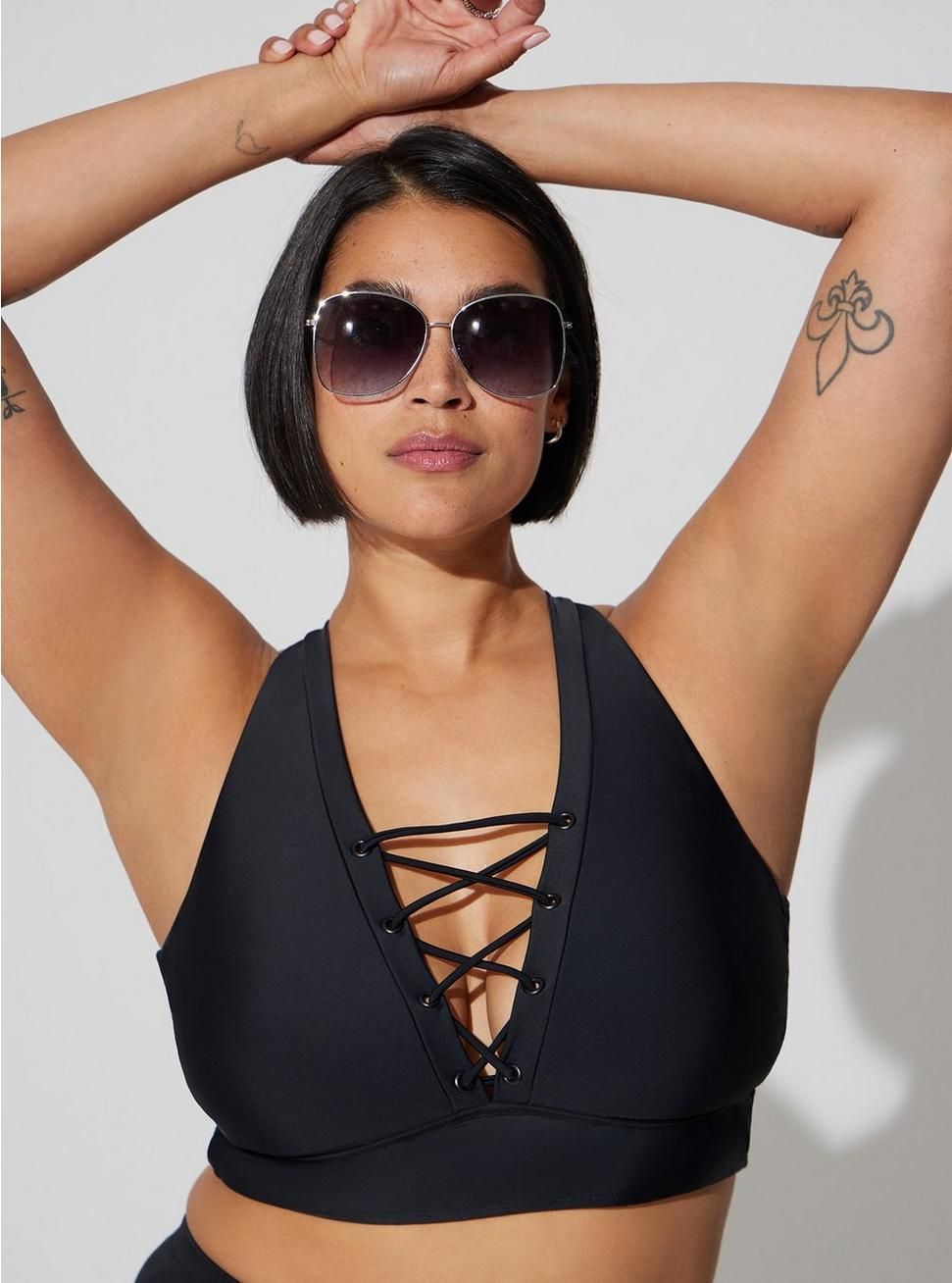 Wireless Grommet Lace Up Bikini Top | Torrid (US & Canada)