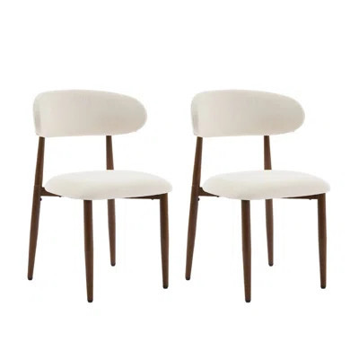 Modern Beige Dining Chairs Set of 2 - Metal Kitchen Chairs with Upholstered Fabric Seat, Ergonomic Backrest for Dining Room, Farmhouse Style | Wayfair North America