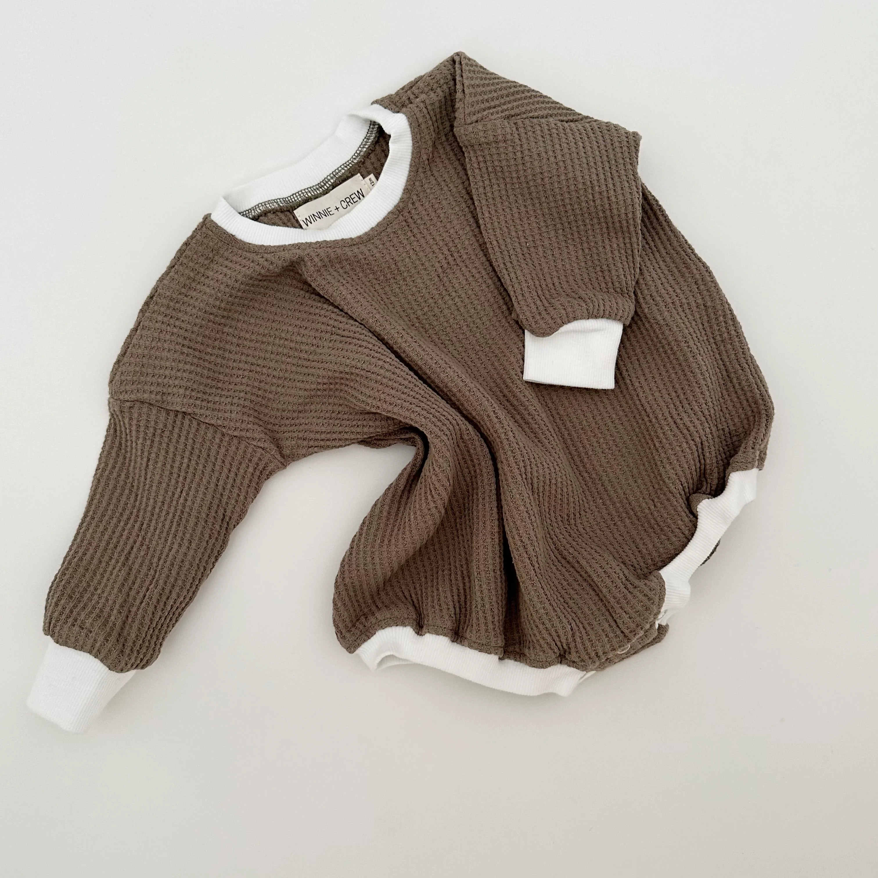 Weston Waffle Romper in Green | Winnie and Crew