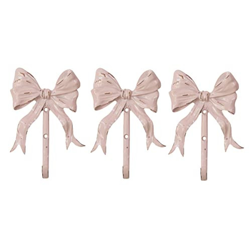 BOOMLATU Shabby Chic Large Wall Mounted Bow Coat Hook,Decorative Pink Wall Hook for Scarf, Bag, Towel, Hat etc for Living Room Kitchen Bathroom Office Pack of 3 | Amazon (US)