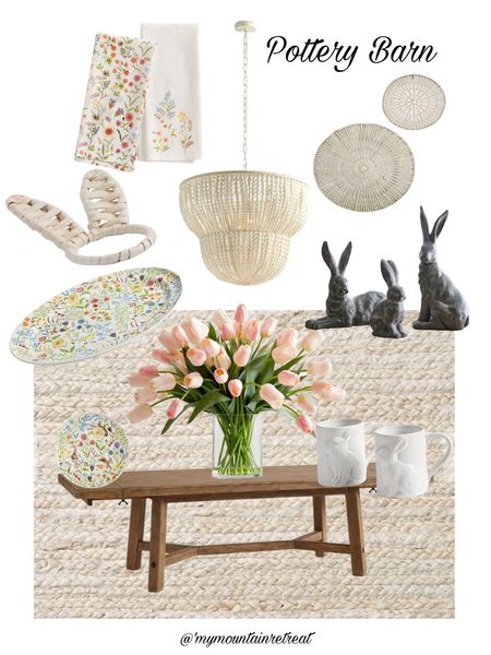 Pottery Barn 2024 Spring/Easter Decor / dining room/ dining room table / bunnies/ wall baskets/ tulips/ Spring Decorations/ tablewear 

#LTKMostLoved #LTKSeasonal #LTKhome