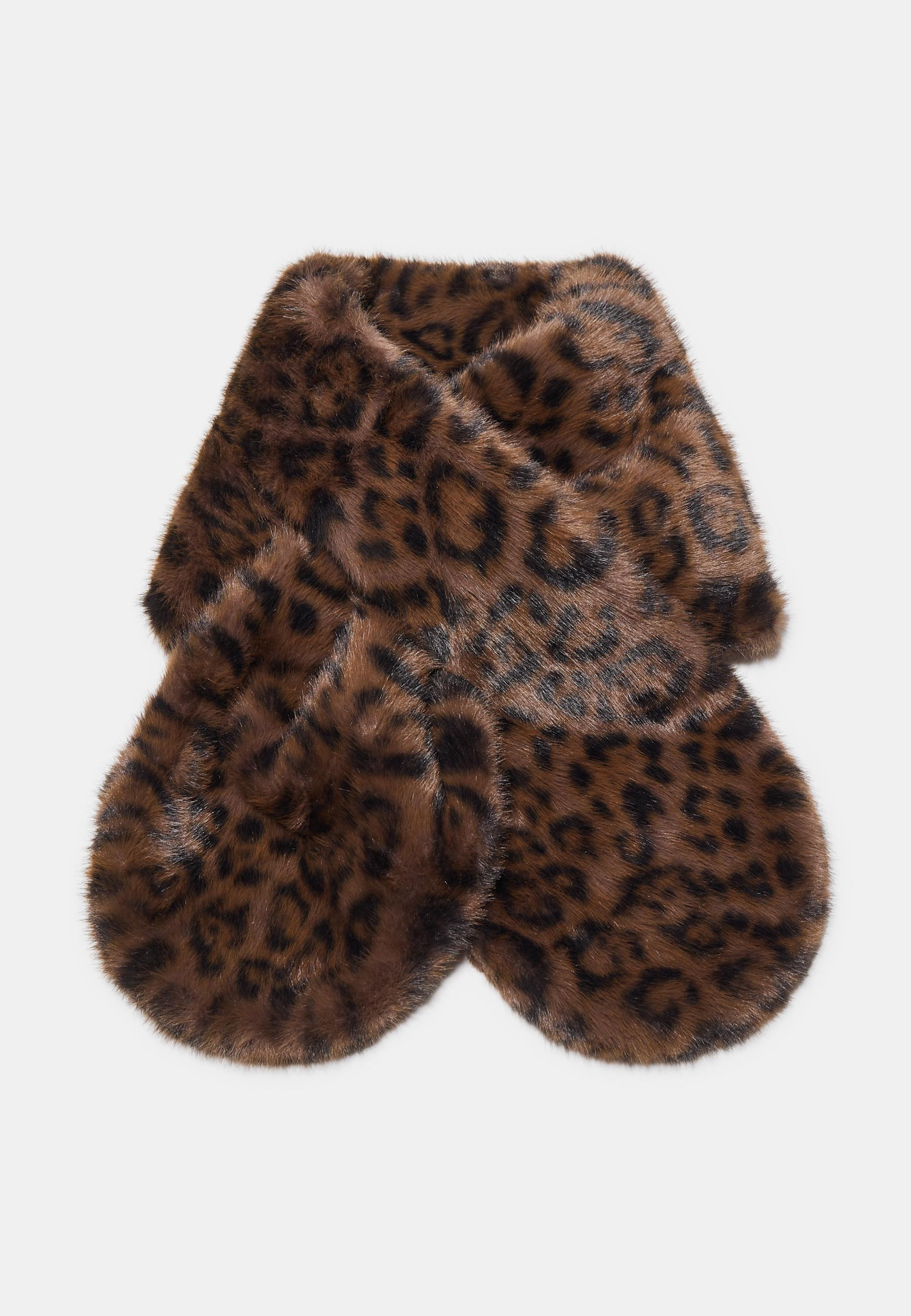 Faux fur leopard print scarf - Women's Hats & Scarves | Stradivarius United Kingdom | Stradivarius (UK)
