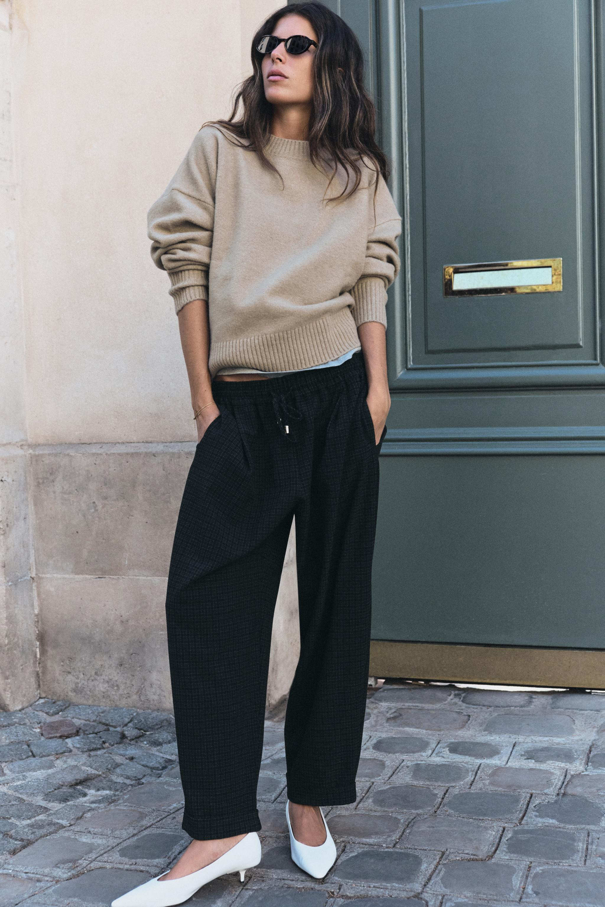 PLAID TURNED-UP HEM PANTS | Zara US