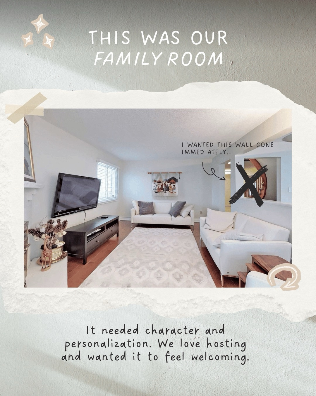 This room was so void of character and it didn’t encourage conversation at all. We didn’t get it right the first time and it took over five years for us to figure out how to make this room work for us. 

I love how this turned out because it reflects both my interests and my husband’s. And it’s now so cozy and the layout encourages intimate conversations and a sunny place to sit with a cup of tea and a good book. It’s one of our favourite rooms in the house now!

Through this room transformation it really taught me to live in a space and figure out how we use it before jumping in to decorate. Home truly takes time. And after five years in this house, we’re still learning how to make this home ours. Follow along as we figure it out together.

Shoutout to @hanashappyhome  because she inspired this format of posting. 🇺🇸🔗

#DIY #makeover #homedecor

#LTKHome #LTKstorytime