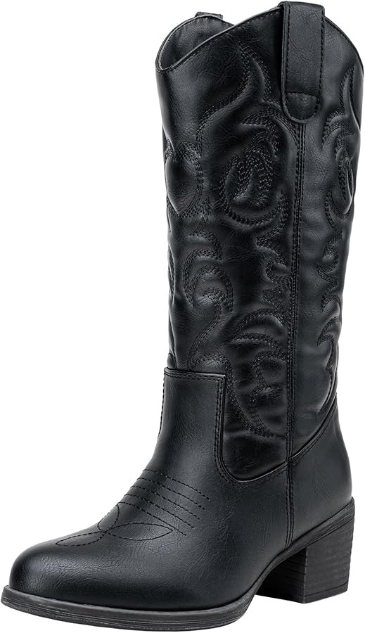 Vepose Women's Cowboy Boots Western Cowgirl Round Toe Mid Calf Boots for Women | Amazon (US)
