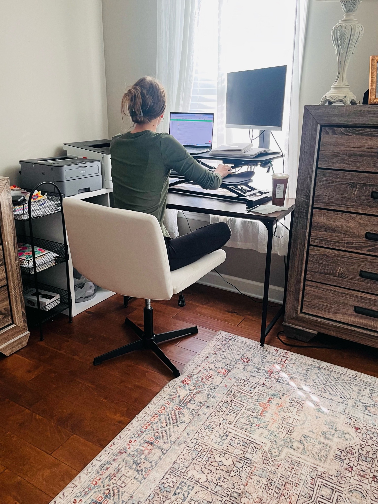 As a work-from-home mom, I need a cozy place to sit for content creation and client call. This amazon chair has been game changer. It is SO comfy + it was incredibly affordable. The seat is super wide for you to sit cross legged comfortably. 10/10 recommend. 

#LTKfindsunder100 #LTKhome #LTKfamily