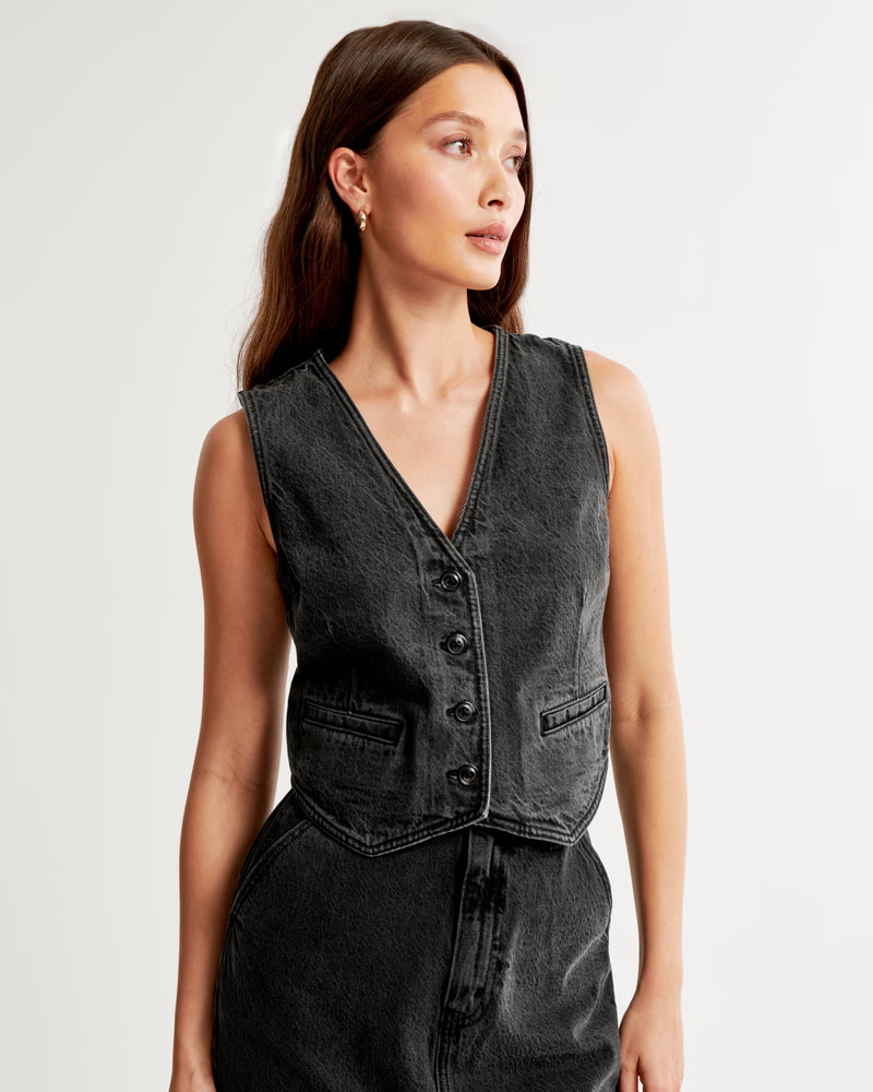 Women's The A&F Mara Denim Vest | Women's Tops | Abercrombie.com | Abercrombie & Fitch (US)