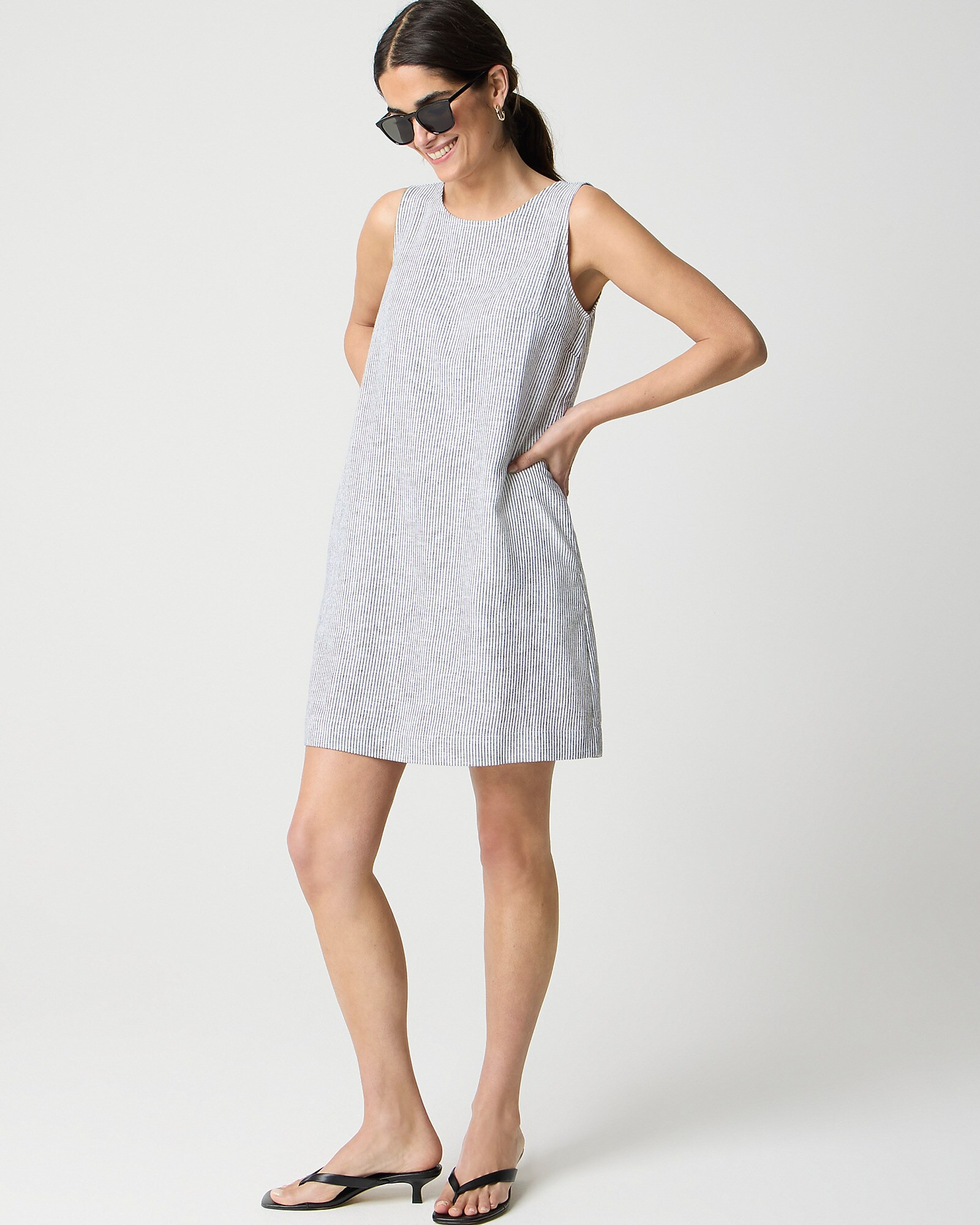 Striped linen-blend sleeveless mini dress | J.Crew Factory