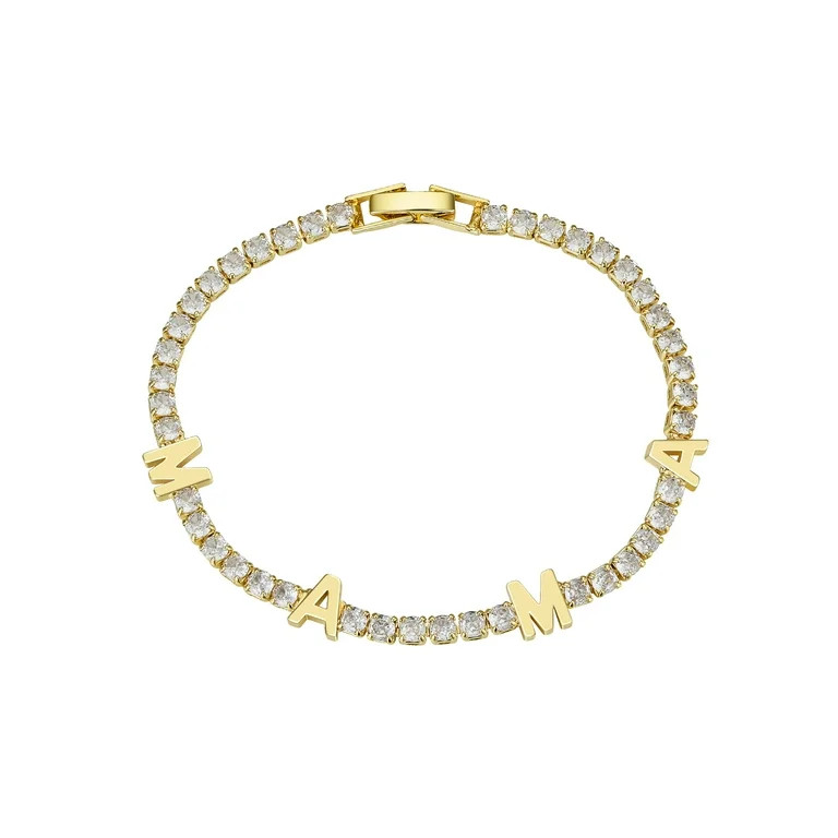 Believe By Brilliance 14K Gold Flash Plated Cubic Zirconia "MAMA" Tennis Bracelet - Walmart.com | Walmart (US)