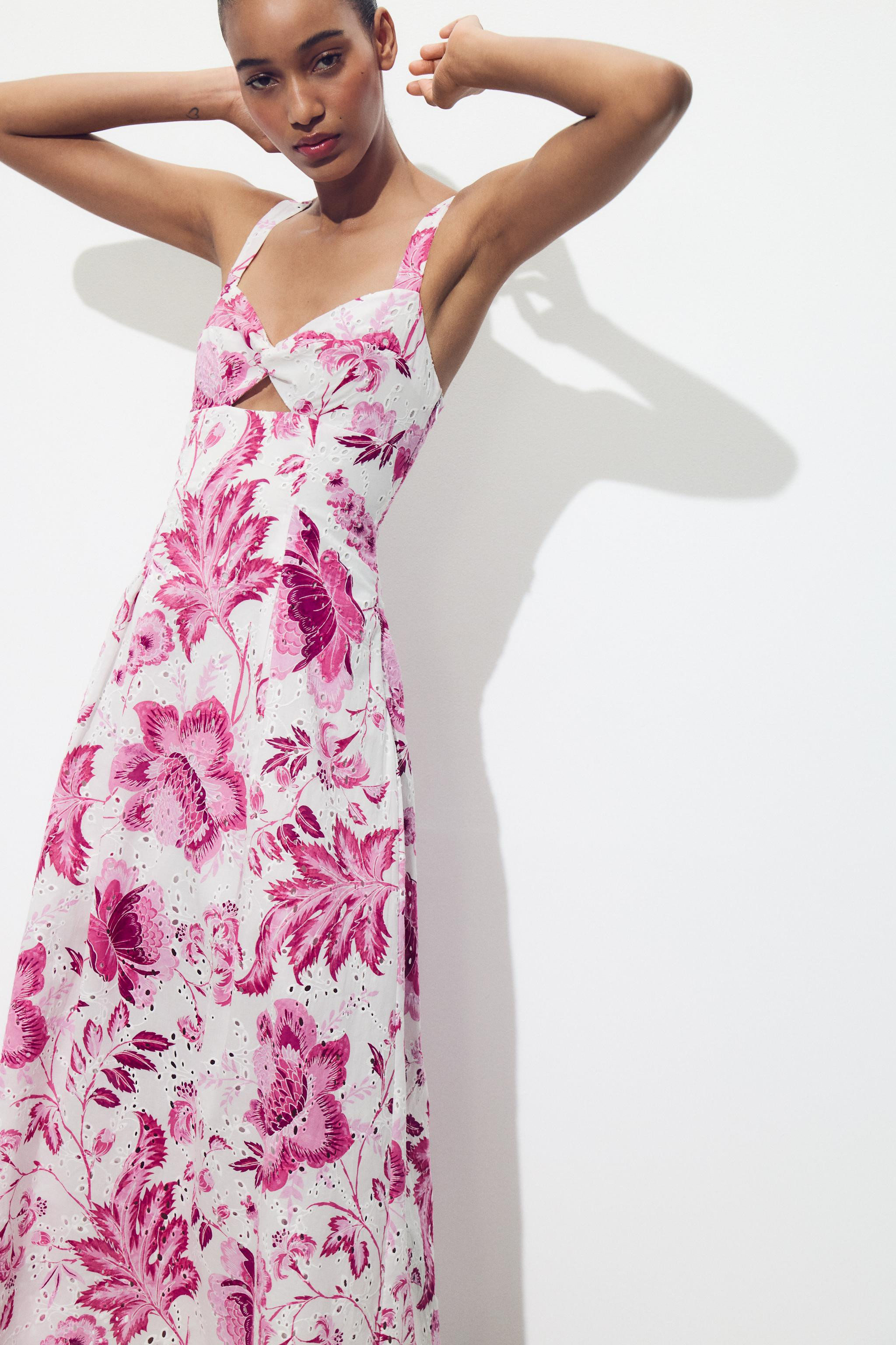PRINTED DRESS WITH CUTWORK EMBROIDERY | Zara UK