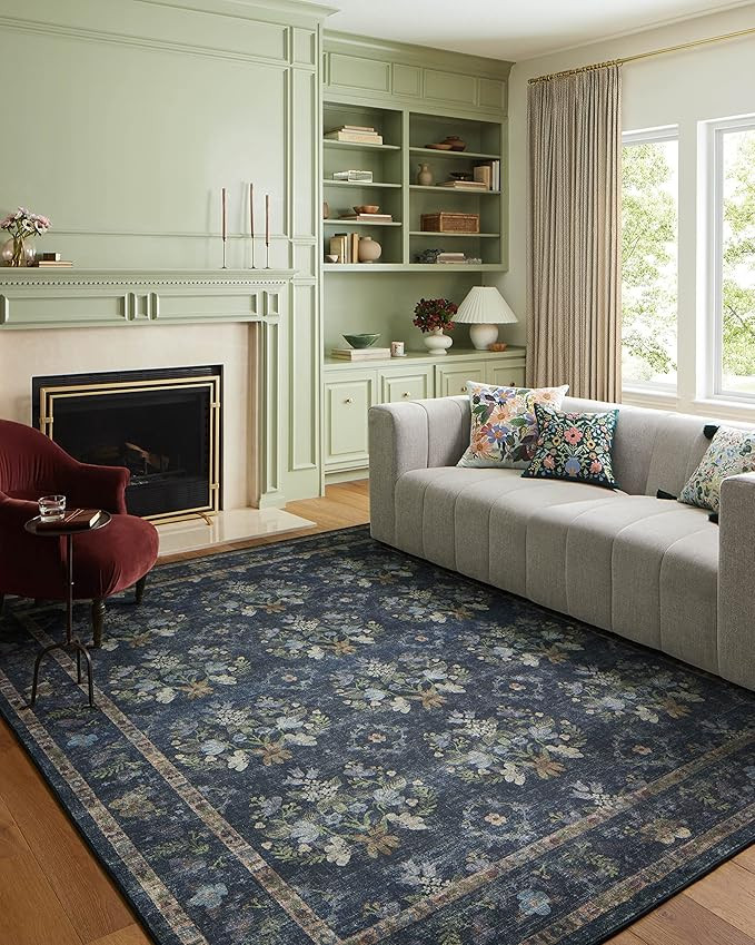 Loloi Rifle Paper Co Courtyard Navy 2'-0" x 5'-0" Accent Rug | COU-04 CloudPile™ Printed Approx... | Amazon (US)