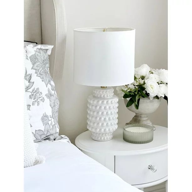 My Texas House 21" Hob-Nail Ceramic Table Lamp, Brass Accents, White Finish - Walmart.com | Walmart (US)