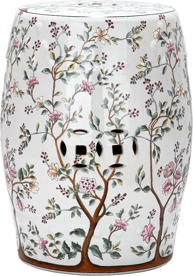 Safavieh Blooming Tree Ceramic Decorative Garden Stool, White | Amazon (US)