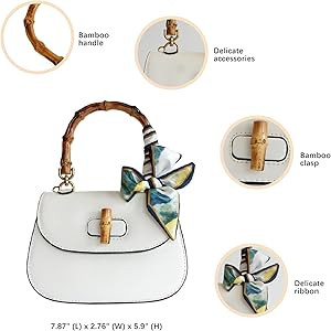 Women Crossbody Bag Bamboo Handle Purse Tote Shoulder Bag with zipper | Amazon (US)
