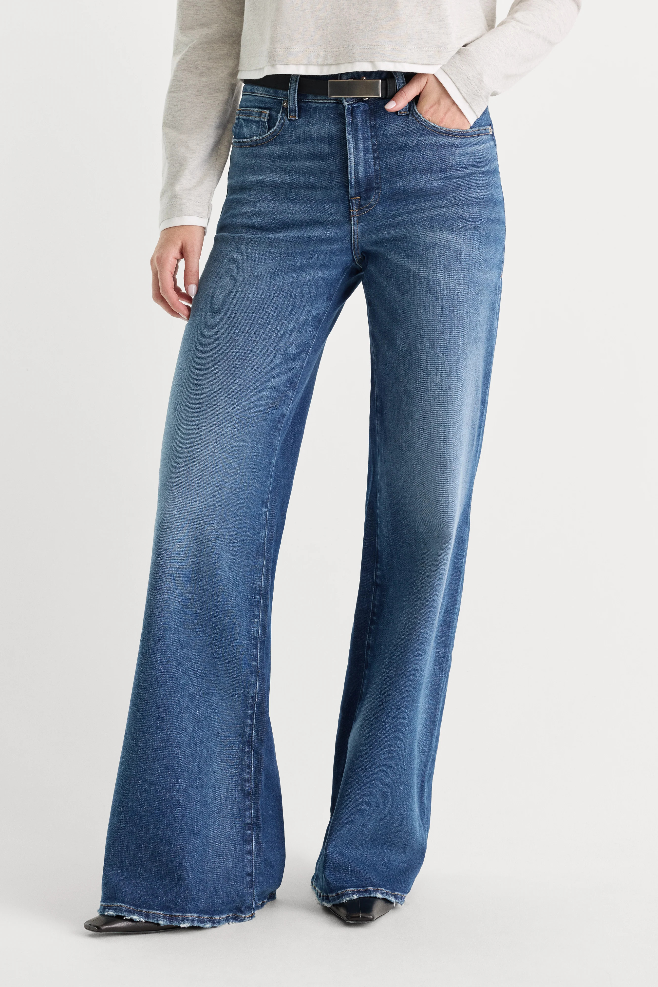 Women's Good Waist Palazzo Jeans | Ridicule, Size 6 | Good American by Khlo� Kardashian | Good American