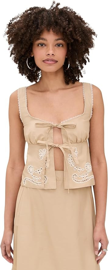 MOON RIVER Women's Eyelet Detail Top | Amazon (US)