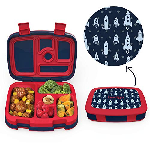 Bentgo Kids Prints (Space Rockets) - Leak-Proof, 5-Compartment Bento-Style Kids Lunch Box - Ideal... | Amazon (US)