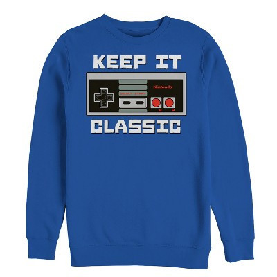 Men's Nintendo NES Classic Controller  Sweatshirt - Royal Blue - Small | Target