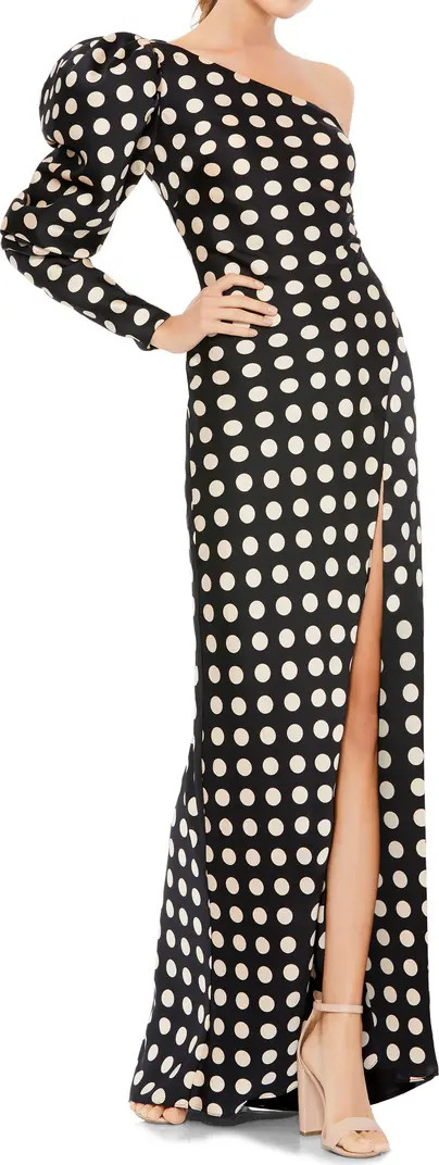 One Shoulder Polka Dot Sheath Gown | Nordstrom