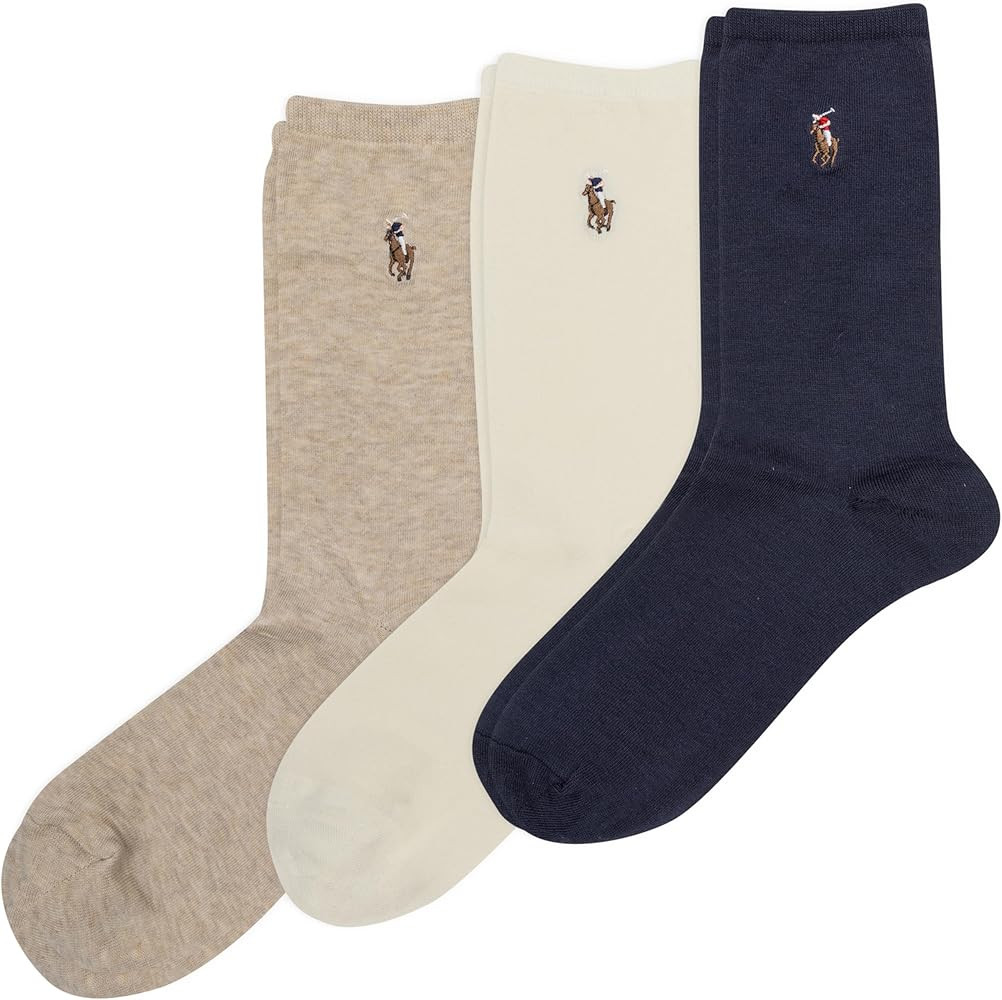 POLO RALPH LAUREN Women's Classic Embroidered Pony Crew Socks - 3 Pair Pack - Soft Lightweight Co... | Amazon (US)