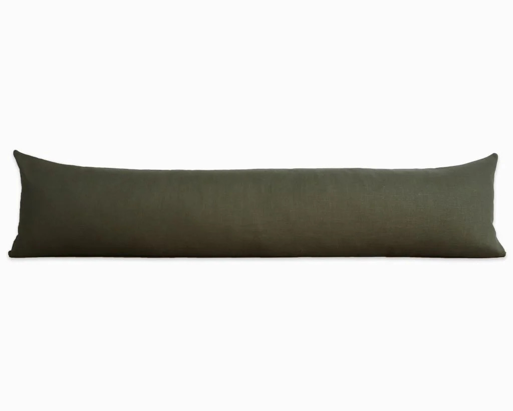 Long Lumbar Throw Pillow- Moss Linen | Coterie, Brooklyn