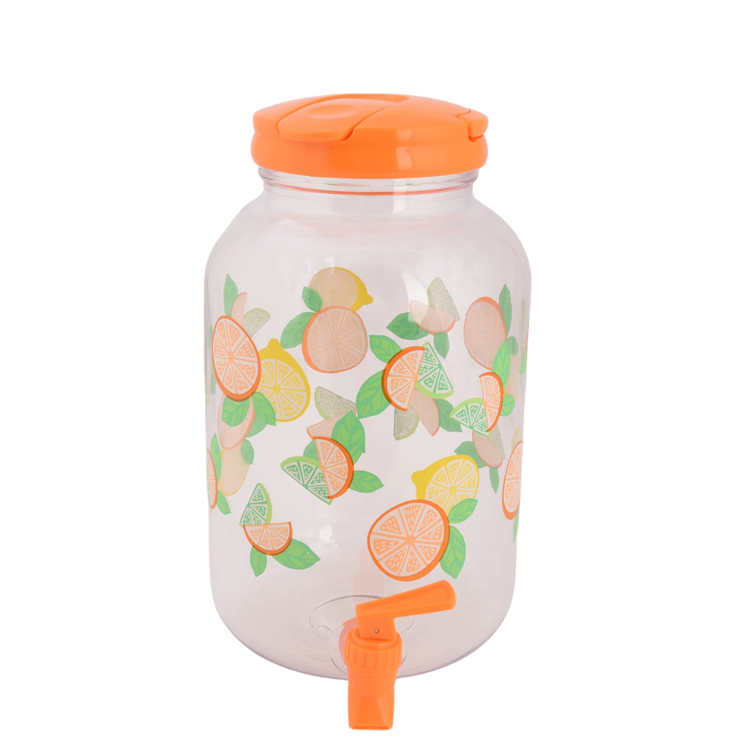 Mainstays 1.2-Gallon Clear Acrylic Beverage Dispenser, Lemon & Orange Print | Walmart (US)