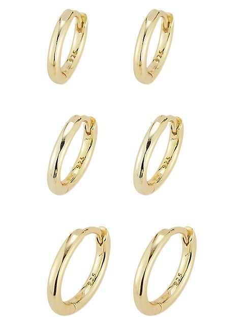 Chloe & Madison 3-Piece 18K Gold Vermeil Huggie Hoop Earrings Set on SALE | Saks OFF 5TH | Saks Fifth Avenue OFF 5TH