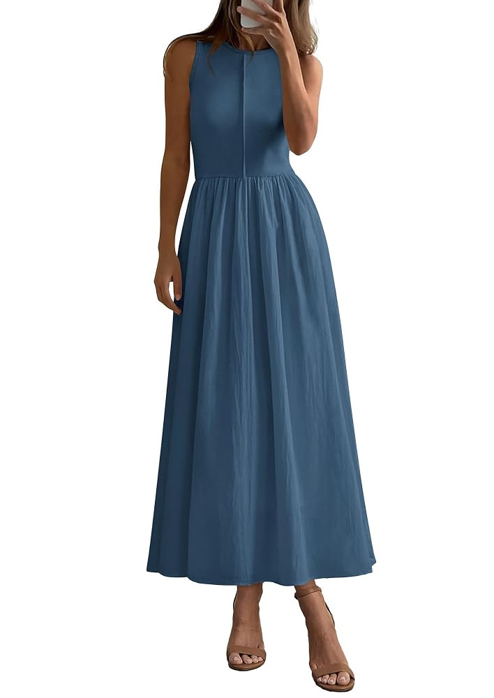 PRETTYGARDEN Maxi Dresses for Women 2025 Summer Casual Sleeveless Patchwork Flowy Vacation Sundre... | Amazon (US)