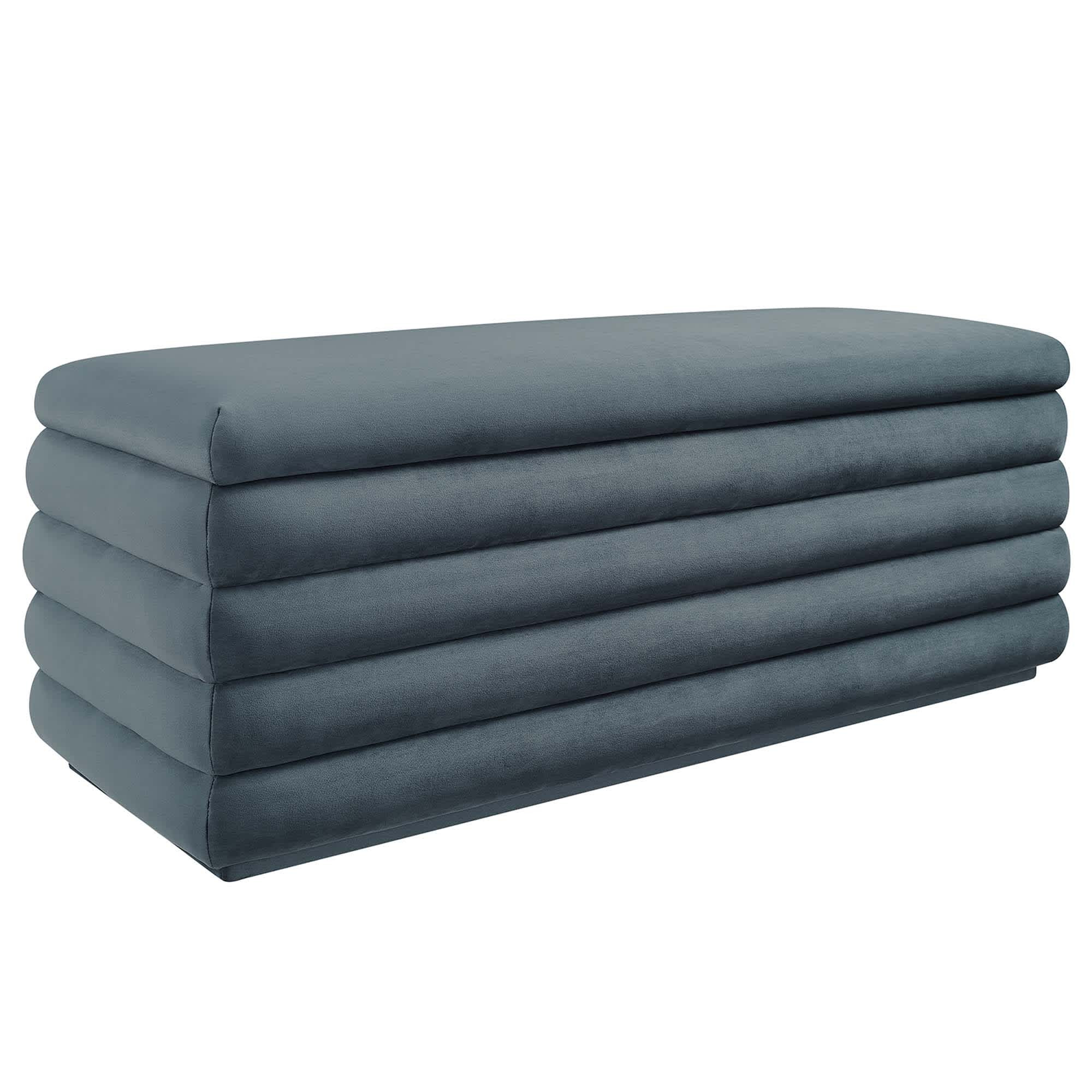 Modway Mezzo Upholstered Performance Velvet Storage Bench in Cadet Blue one_size | EEI-6664-CAB | Lowe's
