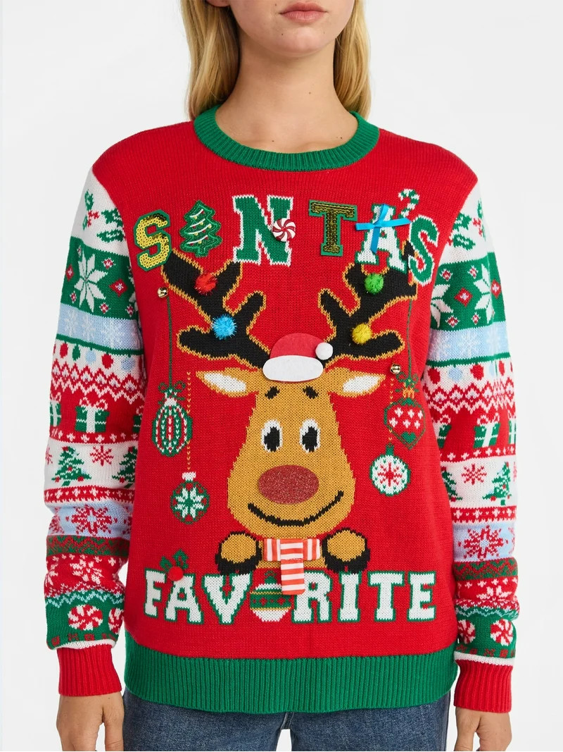 No Boundaries Christmas Sweater, Lightweight, Women's | Walmart (US)