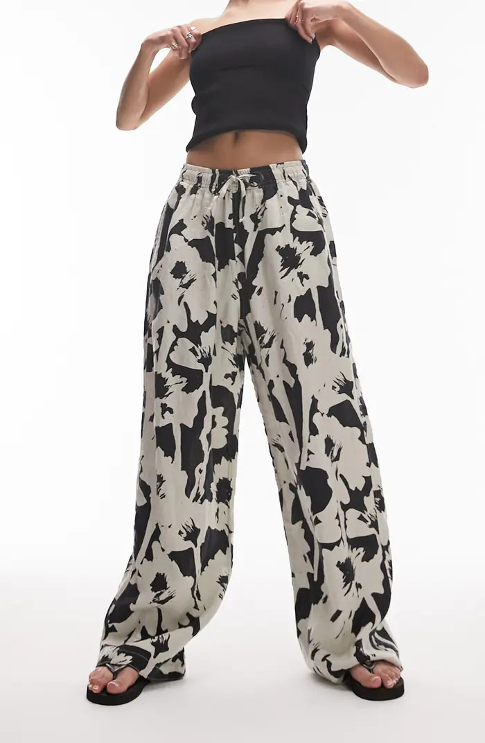 Floral Linen Drawstring Pants | Nordstrom