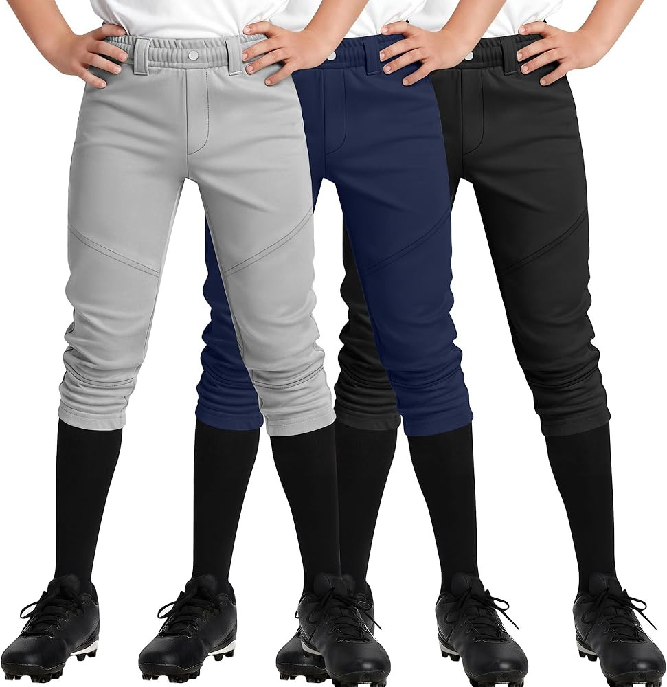 3 Pack 4T to 14 Years Baseball Pants for Kids Boys Tee Ball Pants Youth Softball Pants Pocket Int... | Amazon (US)