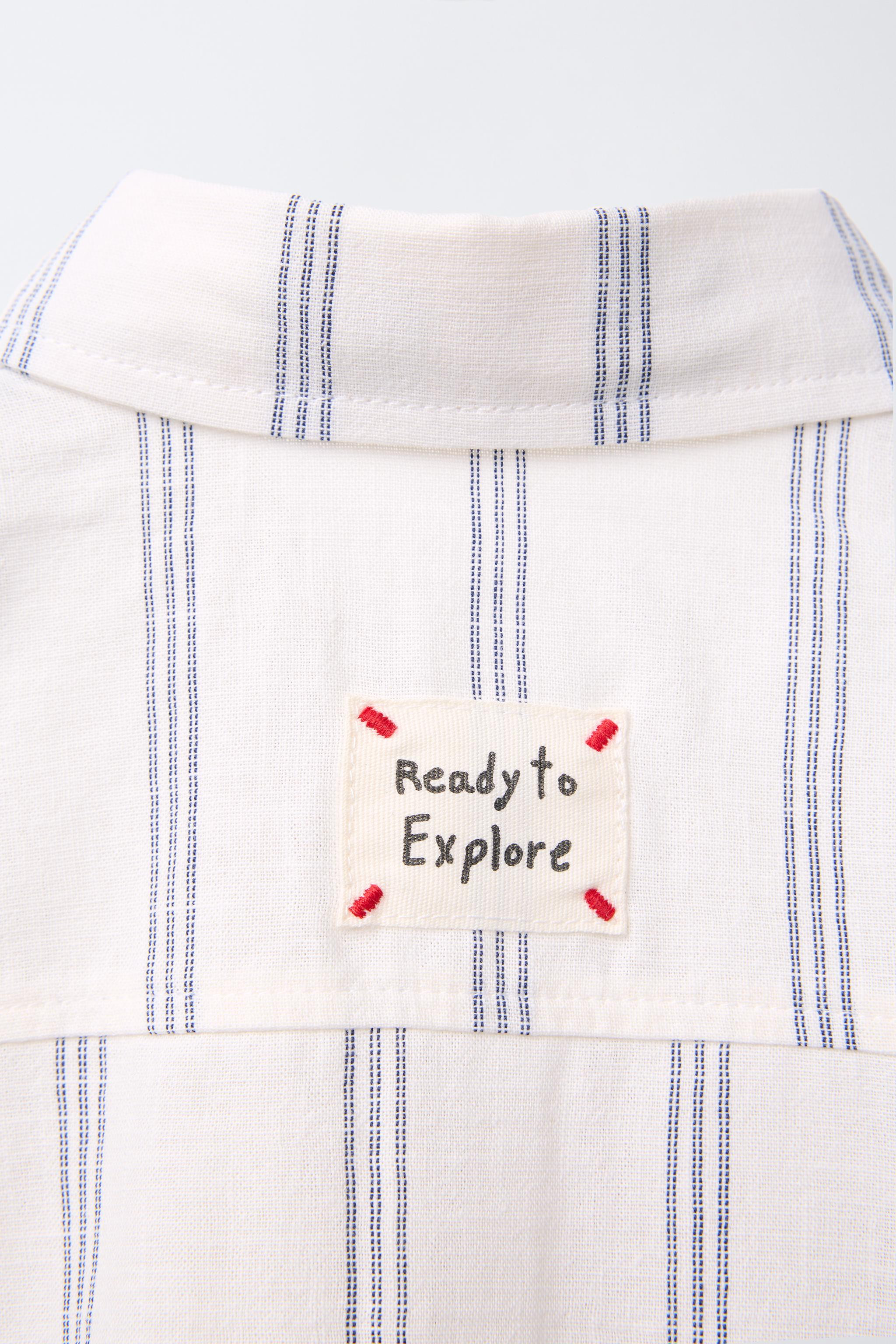 LABEL TRIM STRIPED SHIRT | Zara US